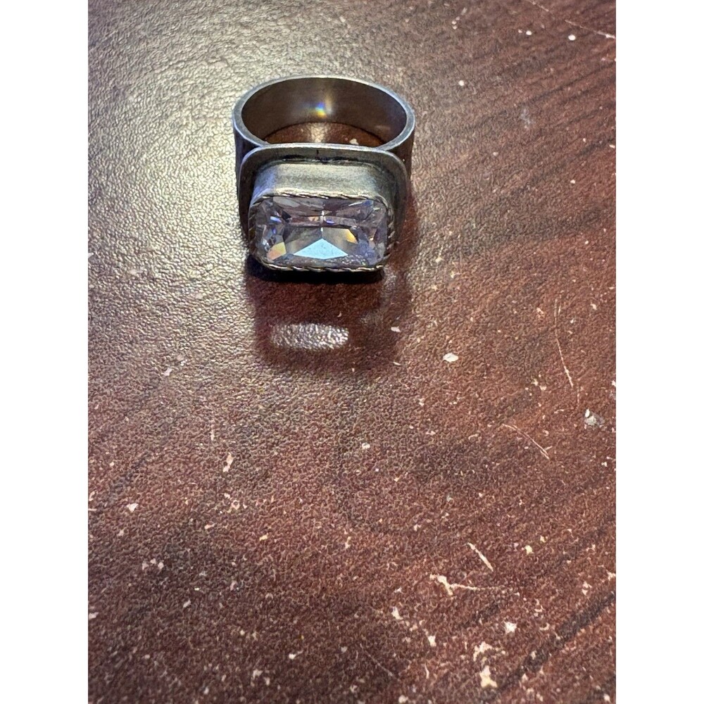 SILPADA R1860 Sterling Silver Oxidized Matte Rectangle Cubic Zirconia Ring sz 9